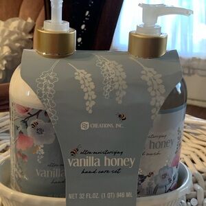 SJ Creations Vanilla Honey Hand Care Set Ceramic Caddy